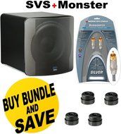 SVS SB2000 Piano Gloss 12'' 500-watt Powered Subwoofer + SVS SoundPath Subwoofer Isolation System 4-Pack + Monster...