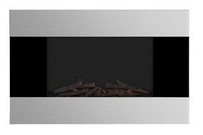 3G Plus Electric Fireplace Wall Mounted Heater w/Remote Log Fuel Effect Stainless Steel Front Panel 35" N2