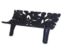 Plow and Hearth Large Pine Bough Black Wrought Iron Fireplace Grate