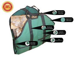 NEW ~ Deluxe Log Bag Carrier ~ This Superior Heavy Duty Outdoor-Indoor Log Holder Carrier for Firewood Is 16 Oz... N2