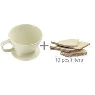 DOWONSOL Ceramic Porcelain milky white Coffee maker Dripper Sever Set Coffee Filter Cone