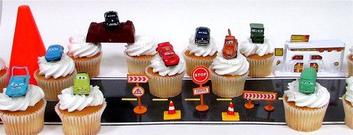 CARS Radiator Springs City Scape 20 Piece Birthday CUPCAkE Topper Set Featuring 12 Random Cars Figures and Radiator...