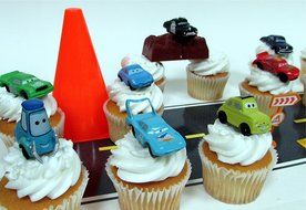 CARS Radiator Springs City Scape 20 Piece Birthday CUPCAkE Topper Set Featuring 12 Random Cars Figures and Radiator... N2