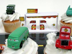 CARS Radiator Springs City Scape 20 Piece Birthday CUPCAkE Topper Set Featuring 12 Random Cars Figures and Radiator... N3