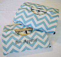 Teal Chevron 9x13 Dish Tote - Can be Personalized, Teal, Aqua Chevron ZigZag Stripe, Free Shipping, American Made N2