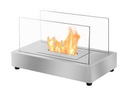 Ignis Portable Tabletop Ventless Bio Ethanol Fireplace - Tower (Stainless Steel) N10
