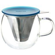 FORLIFE Lucidity Glass Brew-in-Cup with Stainless Infuser and Lid, 12-Ounce/355ml, Teal N3