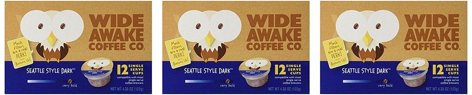Wide Awake Coffee Single serve cups for Keurig K-Cup Brewers, Seattle Style Dark, 12-count (Pack of 3)
