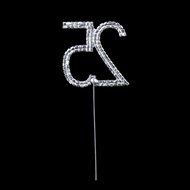 1 X 25th Anniversary Birthday Cake Topper w/Rhinestone Party Decoration N2