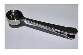 SelfTek Coffee Measuring Scoop with Bag Seal Clip Stainless Steel Spoon