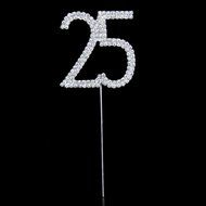1 X 25th Anniversary Birthday Cake Topper w/Rhinestone Party Decoration N3
