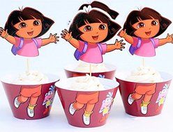 12 sets cupcake wrappers and toppers Dora the explorer kids decoration