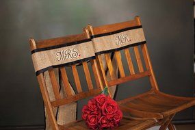 Hortense B. Hewitt Burlap Mr. and Mrs. Chair Sashes, Set of 2