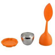 Olens Set of 4 Silicone Handle Stainless Steel Strainer Drip Tray Included - Loose Tea Steeper Filter (Set of...