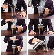 Oak-Pine 600 ML / 20 Oz Portable Heat Resistant Stainless Steel High Borosilicate Glass Graduated French Coffee... N2