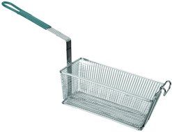 Browne (79204) 13" x 5-1/2" Wire Rectangular Fry Basket w/ Green Plastic Handle