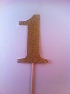 Gold Glitter Number Cake Topper - pick your number
