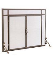 2-Door Solid Steel Flat Guard Fire Screen, Size 39W x 31H, in Bronze