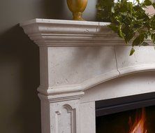 Abington Thin Cast Stone Adjustable Fireplace Mantel Kit - Complete Kit includes Hearth and Adjustable Interior... N2