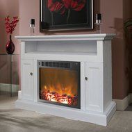 Cambridge CAM5021-2WHT Sorrento Fireplace Mantel with Electronic Fireplace Insert, White,