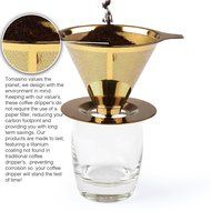 Tomasino Premium Collection - Titanium coated Stainless Steel Pour Over Coffee Filter Gold Edition Brewer Drip...