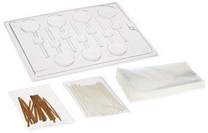 Cybrtrayd 45StK25S-M062 Small Round Lolly Chocolate Candy Mold with Lollipop Supply Kit, 25 Lollipop Sticks, 25...