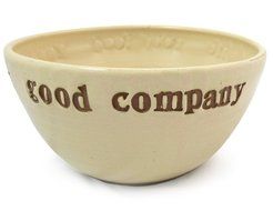 Good Food Good Life Bowl, Ceramic Pottery 3-quart Mixing or Serving Bowl, 9" Diameter