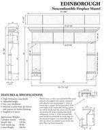Edinborough Thin Cast Stone Adjustable Fireplace Mantel - Complete Unit Kit - Includes Hearth and Interior Adjustable...