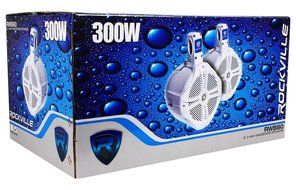 2 Pair Rockville RWB80B 8" Wakeboard Marine Speakers+6 Channel Amplifier+Amp Kit N4