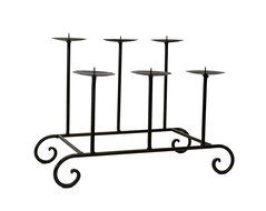 Laredo Iron Fireplace Candle Holder, Six Pillar-13 5/8 Inches High by 19 Inches Wide. 9 7/8 Deep. Dark Bronze... N2