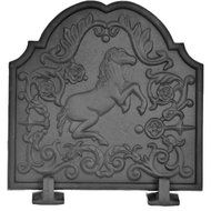 Black Cast Iron Horse Fireback - 16 x 15.75 inch