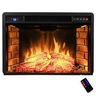 AKDY 28" Freestanding Electric Fireplace Insert Heater in Black with Tempered Glass and Remote Control N4