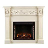 Calvert Carved Electric Fireplace - Ivory N11