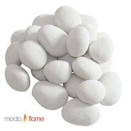 Moda Flame 24 Piece Ceramic Fireplace Pebble Set in White