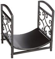 UniFlame Graphite Finish Log Holder with Scrollwork