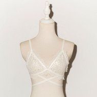 PHOTNO Women White Lace Swimsuit Bandage Vest Lingerie Bra Top