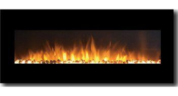 Gibson Living GL5050PF Milan 50 Inch Pebbles Electric Wall Mounted Fireplace Black