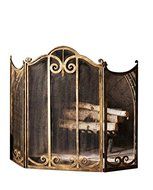 Classic Scroll Antique Gold Iron Fireplace Screen N6