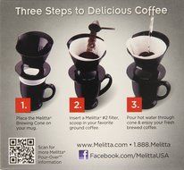 Melitta Coffee Maker, Porcelain 6 Cup Pour- Over Brewer N4