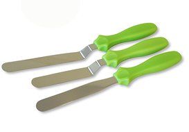 Craftit Edibles 3Pcs Cake Decorating Icing Spatulas. Stainless Steel 2 angled 1 Straight (9&quot;-11&quot;)