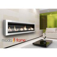Moda Flame Verrazano Wall Mounted Ethanol Fireplace in Stainless Steel N2