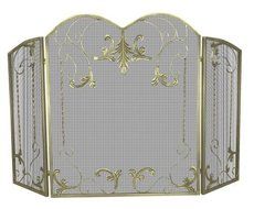 Uniflame 3 Panel Polished Iron Ornate Screen