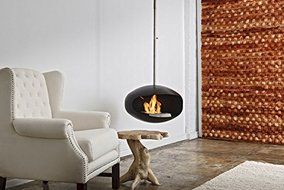 Cocoon Fires Ventless Ethanol Hanging Model Aeris Black Fireplace