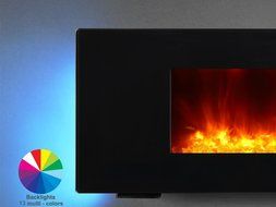 PuraFlame Galena Black 36 inch Remote Control Portable &amp; Wall-mounted Flat Panel Fireplace Heater, 13 Multi-color... N7