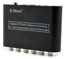 E-More&reg; High Ouality Digital AC3 DTS Optical SPDIF/Coaxial Dolby Audio to Analog 5.1 Channel Surround Audio Sound...