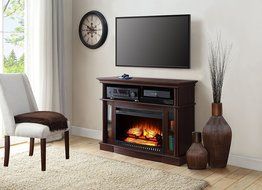 Cherry Finish Better Homes And Gardens Remote Control Ashwood Road Electric Fireplace Media Console For TV's Up... N5