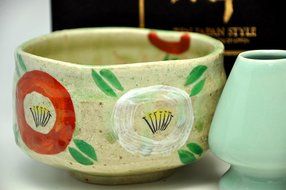 Japanese Mino Yaki ware Matcha Bowl And Tea Ceremony Set Green Tea 12.3 / 12.3 / 7.2cm (4.8 / 4.8 / 2.8inch)[7441]