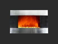 36 inch Wall Mount Stainless Panel Electric Fireplace Space Heater With Pebbles AX510DP N6