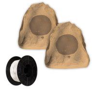 Acoustic Audio B4RS Sandstone Rock Speaker Pair Weatherproof Speakers and Wire