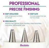 18-Piece Cake Decorating Supplies Tip Set - Includes 16 Stainless Steel Nozzles, Reusable Coupler, Flower Nail...